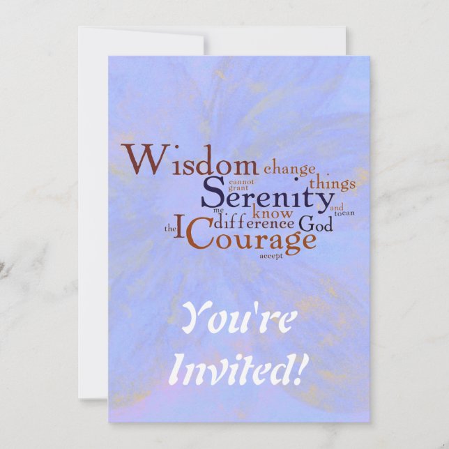 Serenity Prayer Wordle on abstract Invitation (Front)