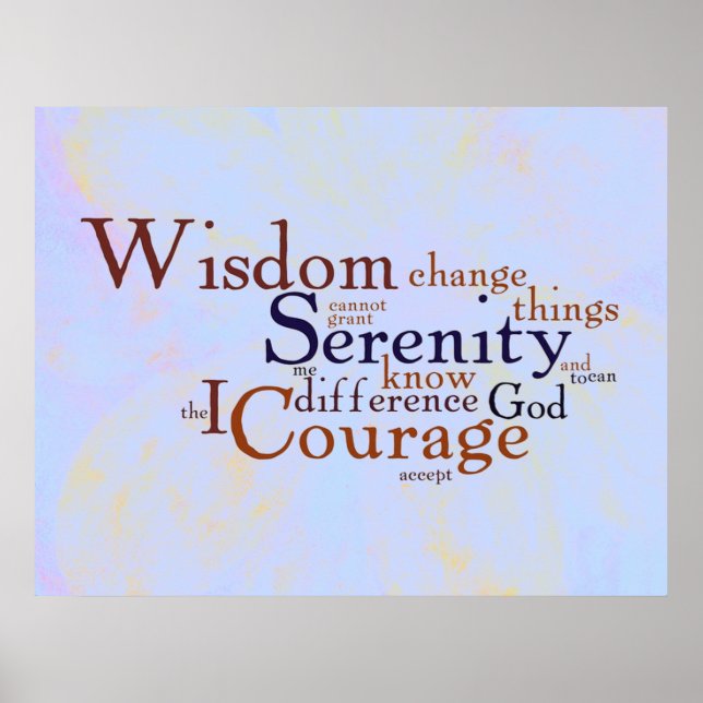 Serenity Prayer Wordle on abstract Poster (Front)