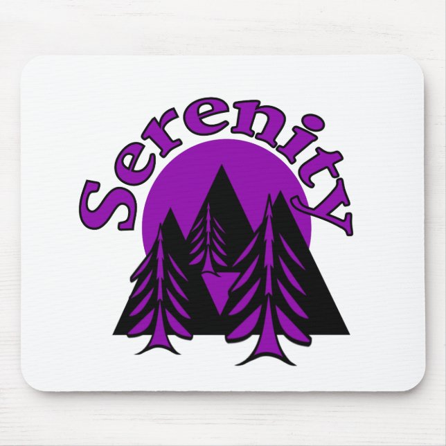 Serenity Quote Modern Black Purple Moon Trees Mouse Pad (Front)