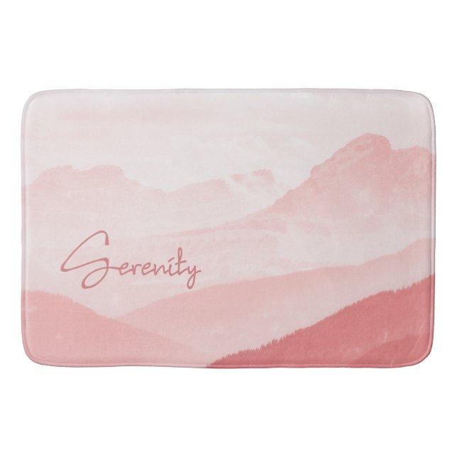 Serenity Romantic Pink Landscape Bath Mat (Front)