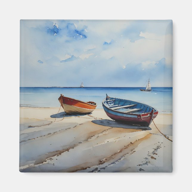 "Serenity Shores" A Restful Watercolour Seascape Magnet (Front)