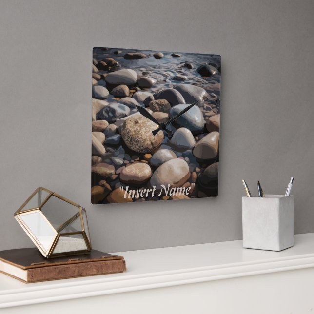 Serenity Stones Square Wall Clock (Office)