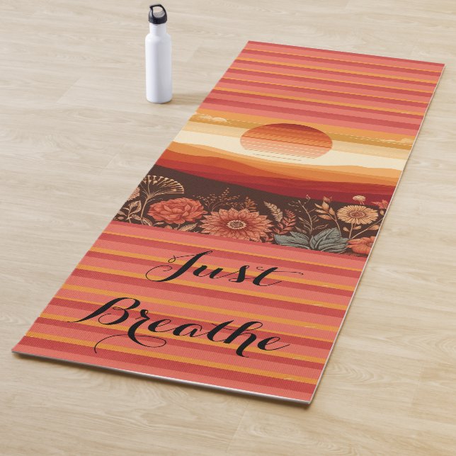 Serenity Sunset Yoga Mat - 'Just Breathe'  (In Situ)