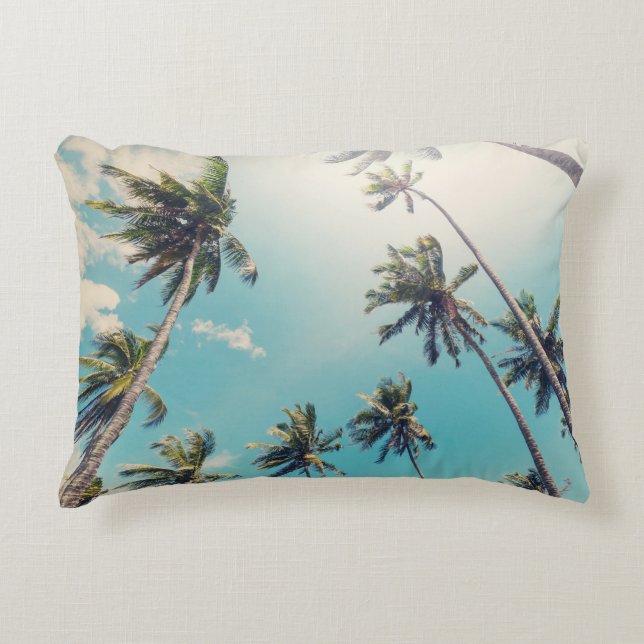 Serenity Tropical Beach Landscape Accent Pillow (Front)