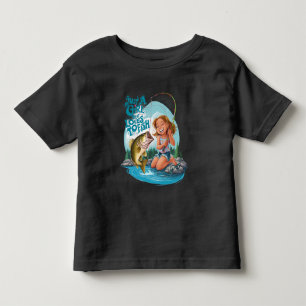 Serenitys Catch: Girl Fishing on a Rock Toddler T-shirt