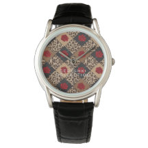 SERESHKI COLLECTION Rose & Leopard Watch BLK 34mm