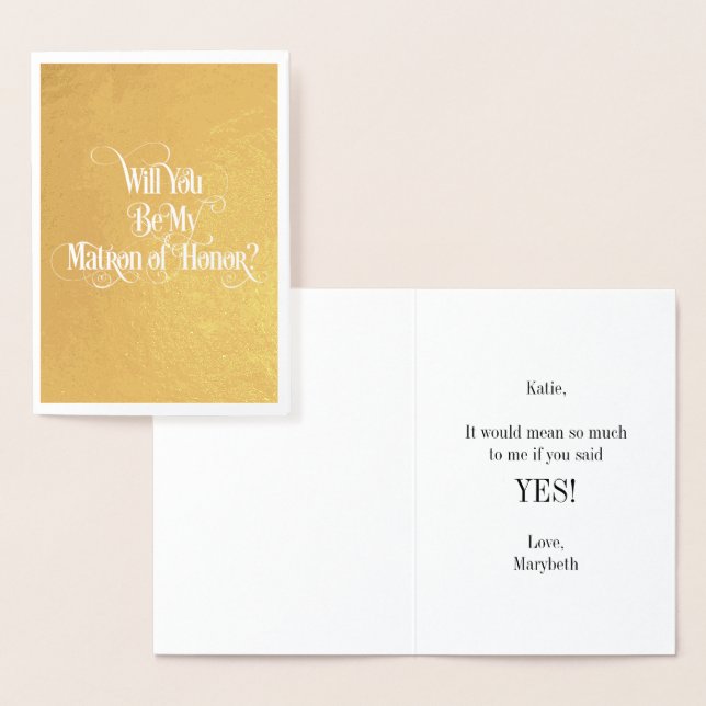 Serez-Vous Ma Carte D'Honneur Gold Foil Matron (Affichage)