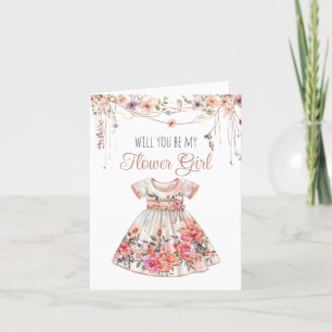 Serez-vous ma carte fille Flower Girl Watercolor