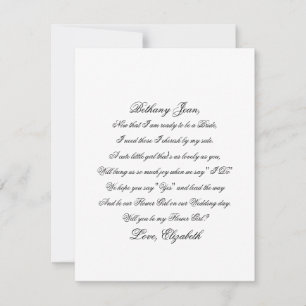 Serez-Vous Ma Carte Poème Script Flower Girl