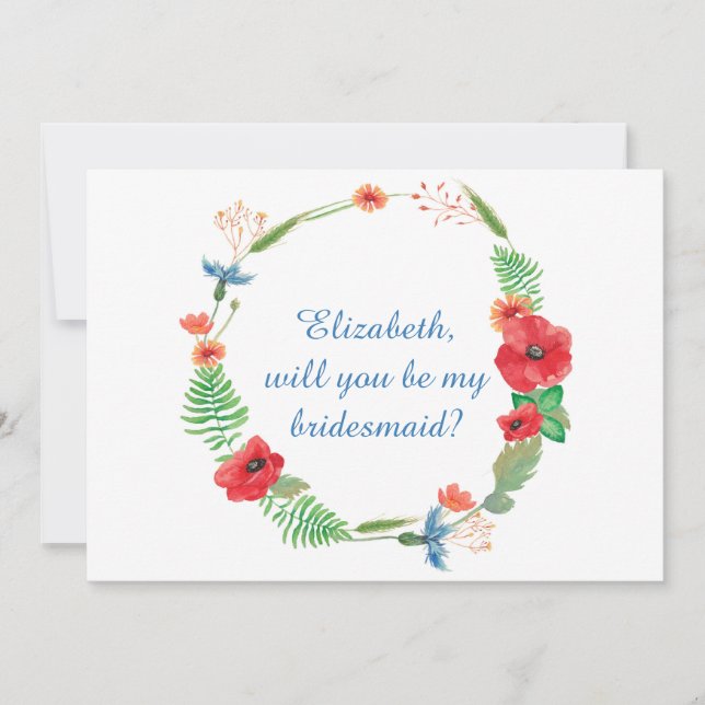 "Serez-vous ma demoiselle d'honneur" invitation fl (Devant)