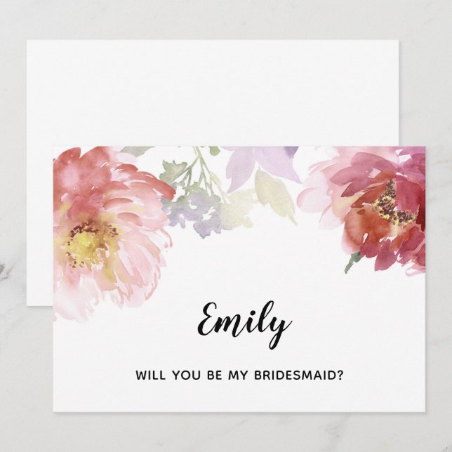 Serez-Vous Ma Femme D'Accueil ? Carte Fleurs Pays (Devant / Derrière)