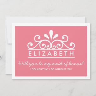 Serez-Vous Ma Fille D'Honneur ? Carte Tiara rose