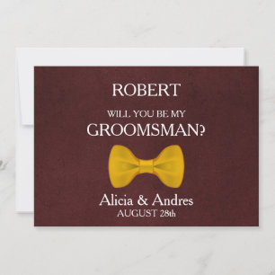 Serez-vous mon Groomsman avec Gold Bow Invitation 
