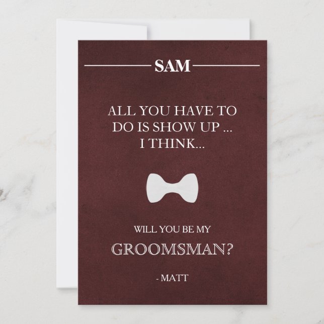 Serez-Vous Mon Groomsman ? Invitation (Devant)