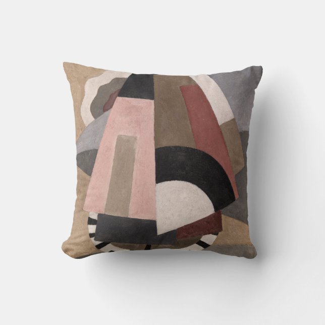 Serge Charchoune Composition Cubist Earth Tone Throw Pillow (Front)