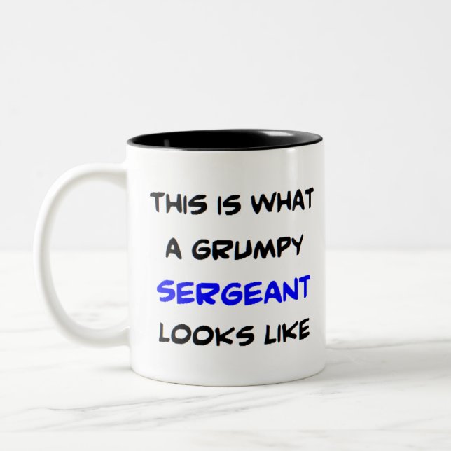 sergeant, grumpy Two-Tone coffee mug (Left)