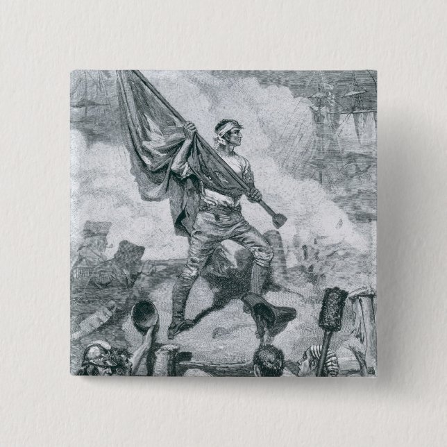 Sergeant Jasper at the Battle of Fort Moultrie 2 Inch Square Button (Front)