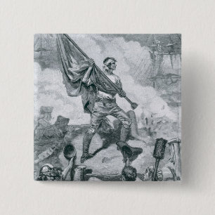 Sergeant Jasper at the Battle of Fort Moultrie 2 Inch Square Button