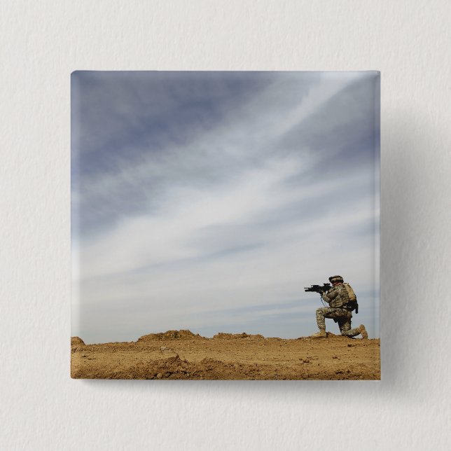 Sergeant provides security 2 inch square button (Front)