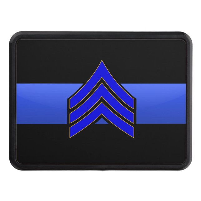 Sergeant Rank- Thin Blue Line Hitch Cover (Front)