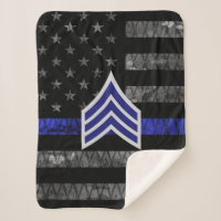 Sergeant Stripes Thin Blue Line Distressed Flag