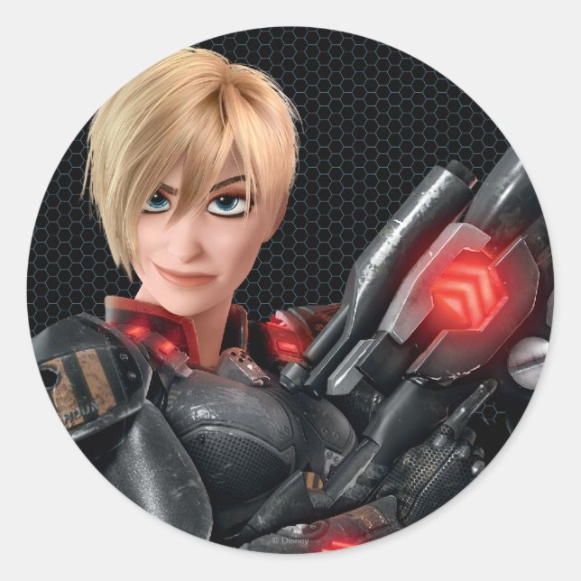 Sergeant Tammy Calhoun with Gun Classic Round Sticker (Front)