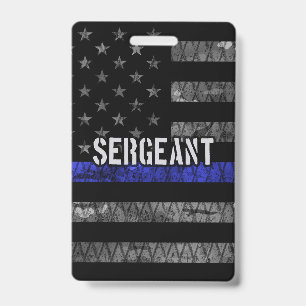 Sergeant Thin Blue Line Distressed Flag Badge