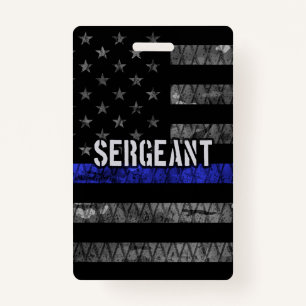 Sergeant Thin Blue Line Distressed Flag Badge