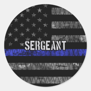 Sergeant Thin Blue Line Distressed Flag Classic Round Sticker
