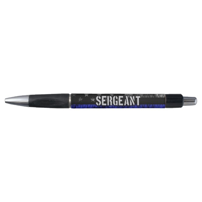 Sergeant Thin Blue Line Distressed Flag Pen (Front)