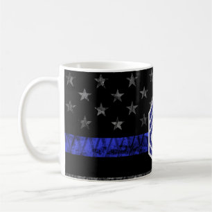 Sergeant with Diamond Thin Blue Line Distressed Fl Coffee Mug