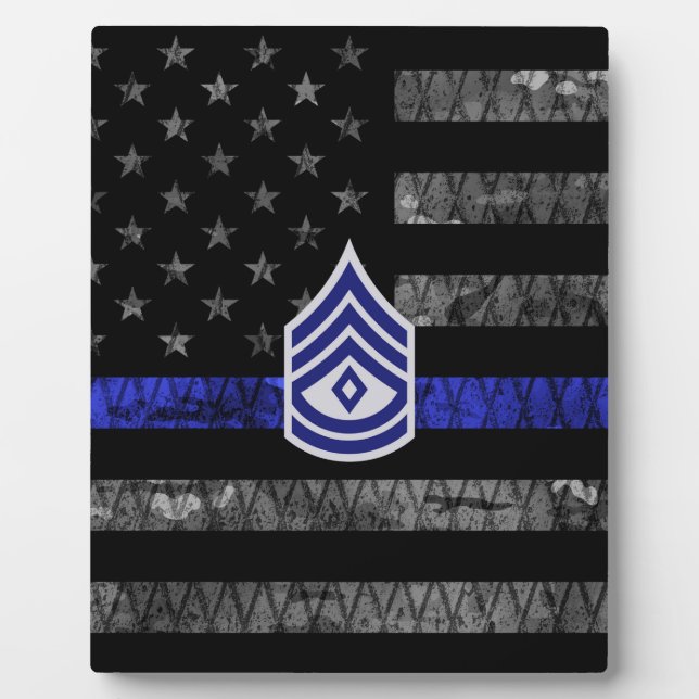 Sergeant with Diamond Thin Blue Line Distressed Fl Plaque (Front)