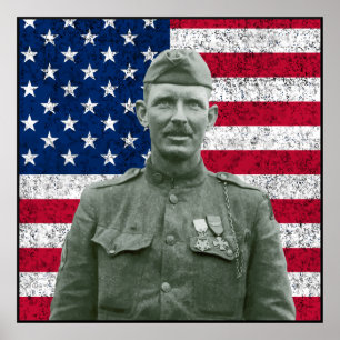 Sergeant York and The American Flag -- Border Poster