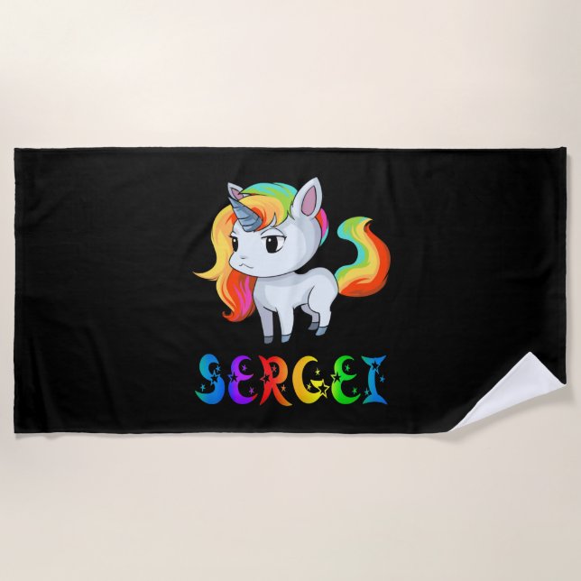 Sergei Unicorn Beach Towel (Front)