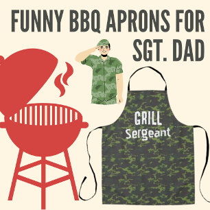 Sergent Grill Camo Funny Bbq Hommes long tablier