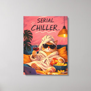 Serial Chiller Funny Cat Canvas Cozy Cat Wall Art