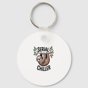 Serial Chiller Sloth Hanging from Branch Keychain