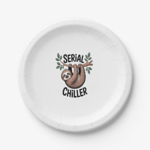 Serial Chiller Sloth Hanging from Branch Paper Plate