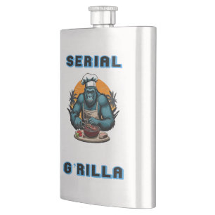 Serial G'rilla Master BBQ Griller Fun Pun Hip Flask