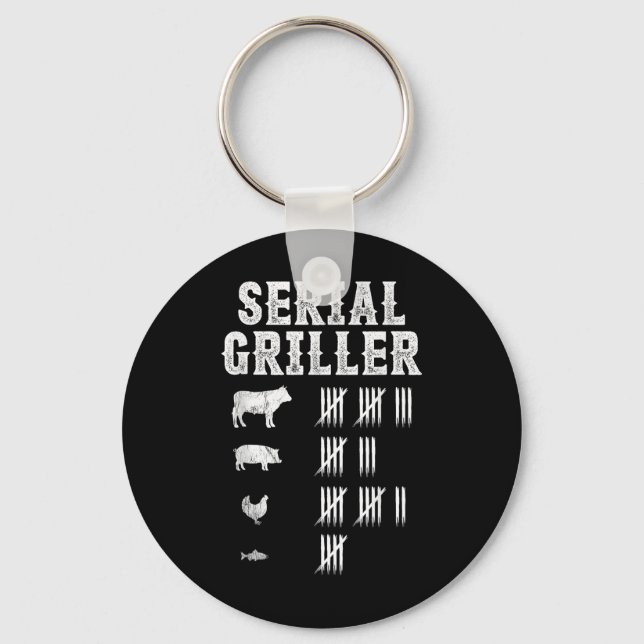 Serial Griller Funny Grilling Grill Bbq Master Fun Keychain (Front)