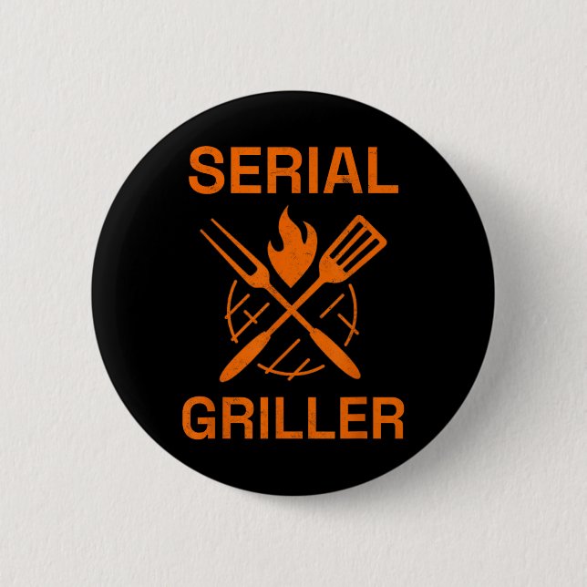 Serial Griller Grilling Bbq Grill Master Smoker Co 2 Inch Round Button (Front)