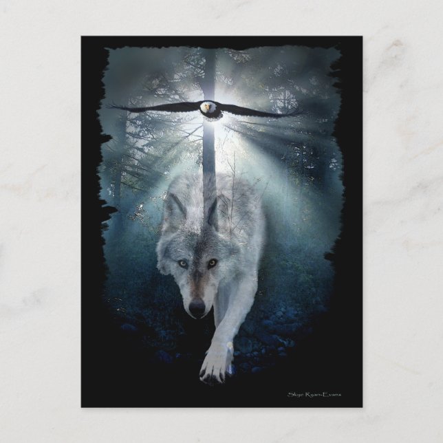 Série de carte postale de faune de LOUP et d'EAGLE (Devant)