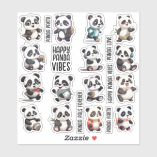 Série Panda 15pcs pour Journal, Stickers Scrapbook