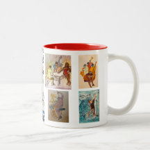 Série rouge, cinq images tasse de café jazz