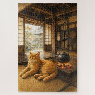 series_3_3|Cozy Irori Hearth Tabby Cat JP Art Jigsaw Puzzle