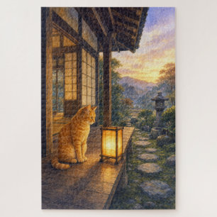 series_3_8|Gazing Lantern Tabby Cat Japanese Art Jigsaw Puzzle