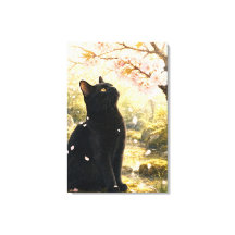 series_4_1|Spring Sakura Black Cat Japanese Art