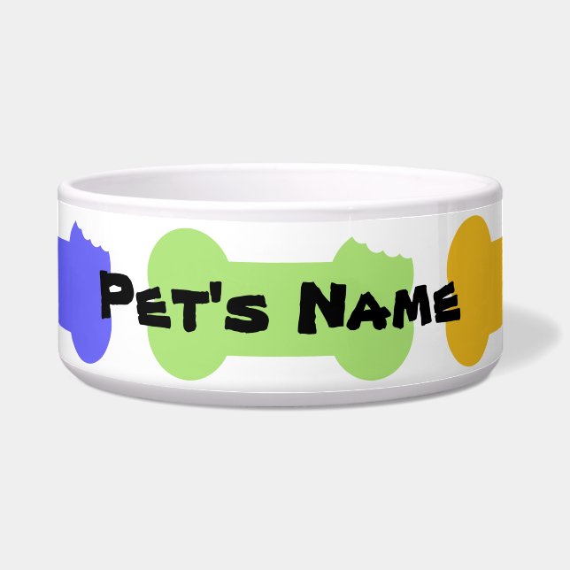 Series Chewed Bones Personalized Dog Bowl 2 (Front)