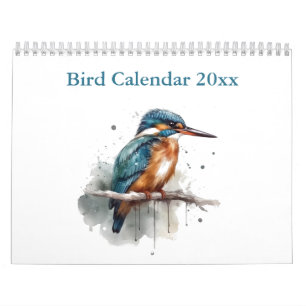 series of bird paintings in vibrant water colour calendar