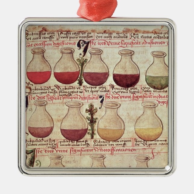 Series of flagons for urine analysis metal ornament (Front)